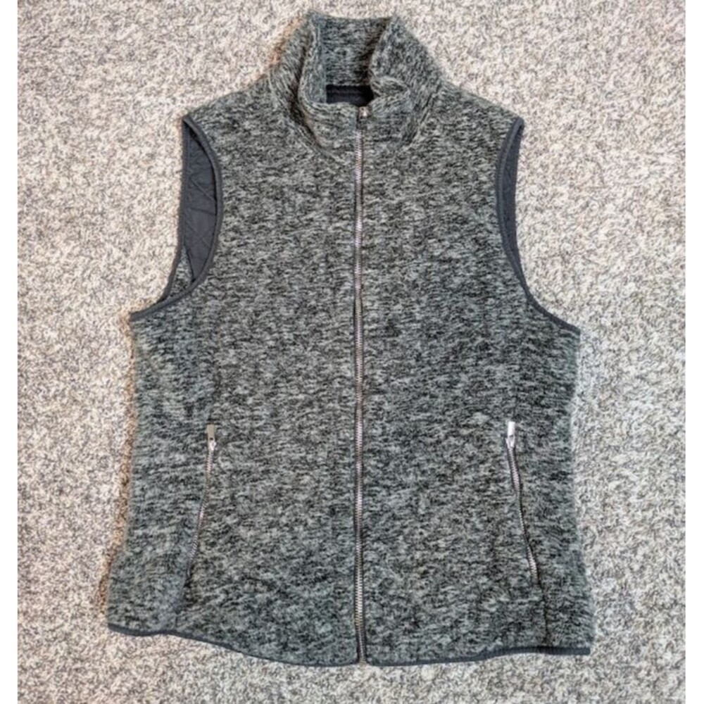 Abercrombie & Fitch Sweater Vest Womens Medium Gray Full Zip Soft Pockets